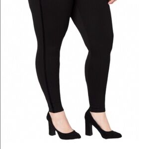 CJ banks Moderate curvy leggings signature slimming trim ponte knit in black NWT